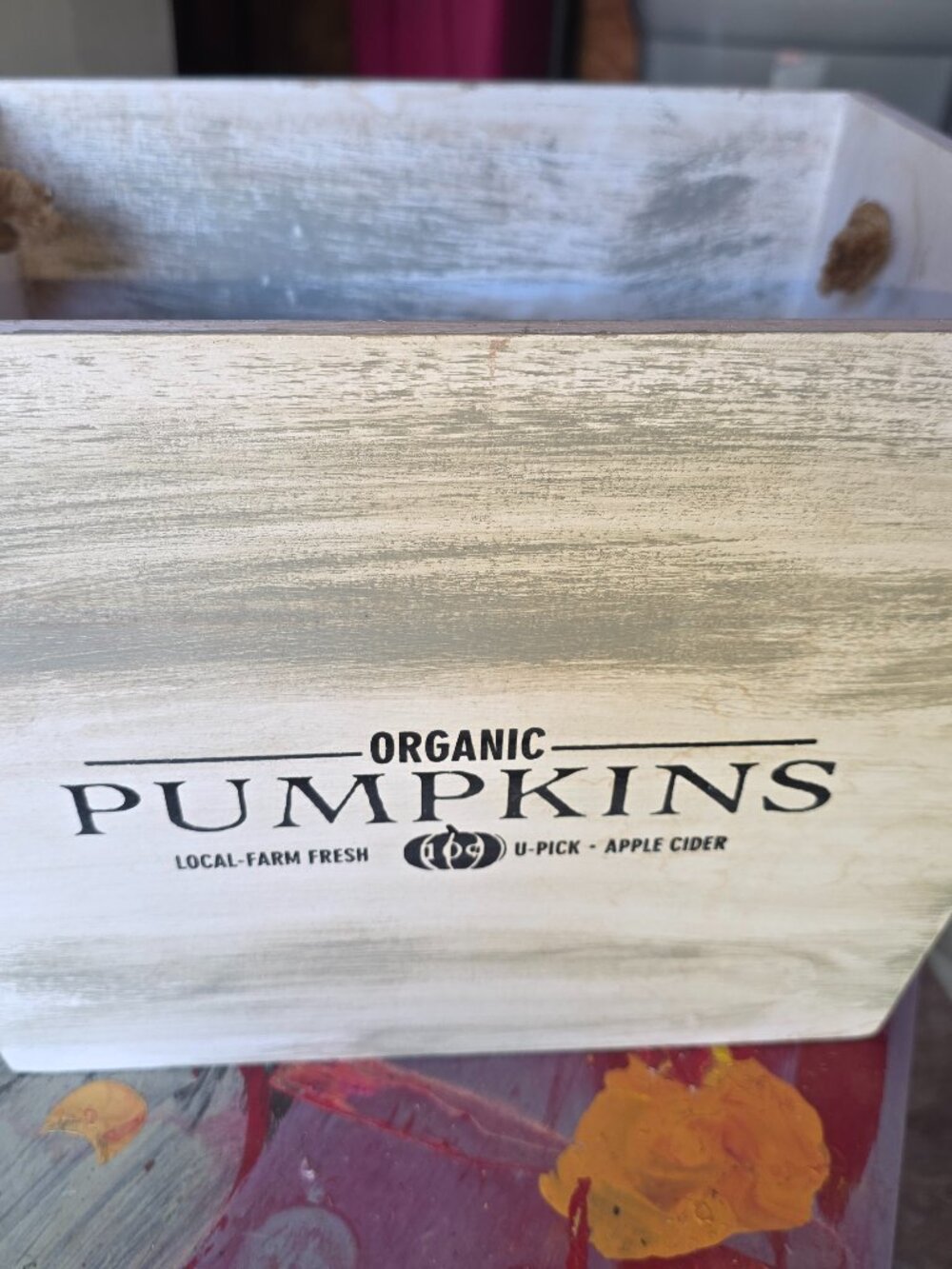 Fall/Pumpkin themed wood crate - storage box